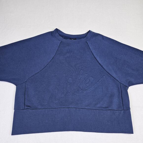 Nike Embossed Spellout Sweatshirt Womens S Blue Lux Fleece CV7248-469 Athleisure - Picture 5 of 12